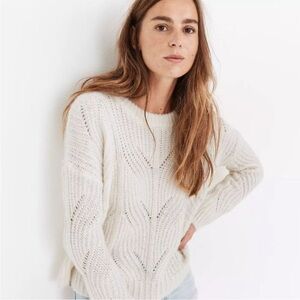 Madewell Charley Pullover Alpaca Blend Cable Knit Cream Sweater size small chic